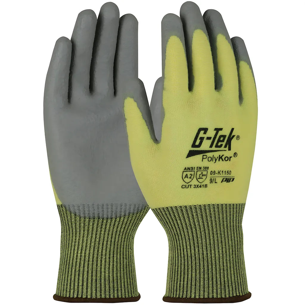 G-Tek 09-K1150/S Seamless Knit Polykor Blended Glove With Polyurethane Coated Flat Grip On Palm & Fingers 09-K1150S-7836