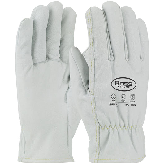 Maximum Safety 09-K3750/L AR/FR Top Grain Goatskin Leather Drivers Glove with DuPont Kevlar Lining - Straight Thumb