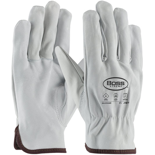 PIP 09-LC533AR/M AR Rated Top Grain Goatskin Leather Drivers Glove with Para-Aramid Lining - Keystone Thumb