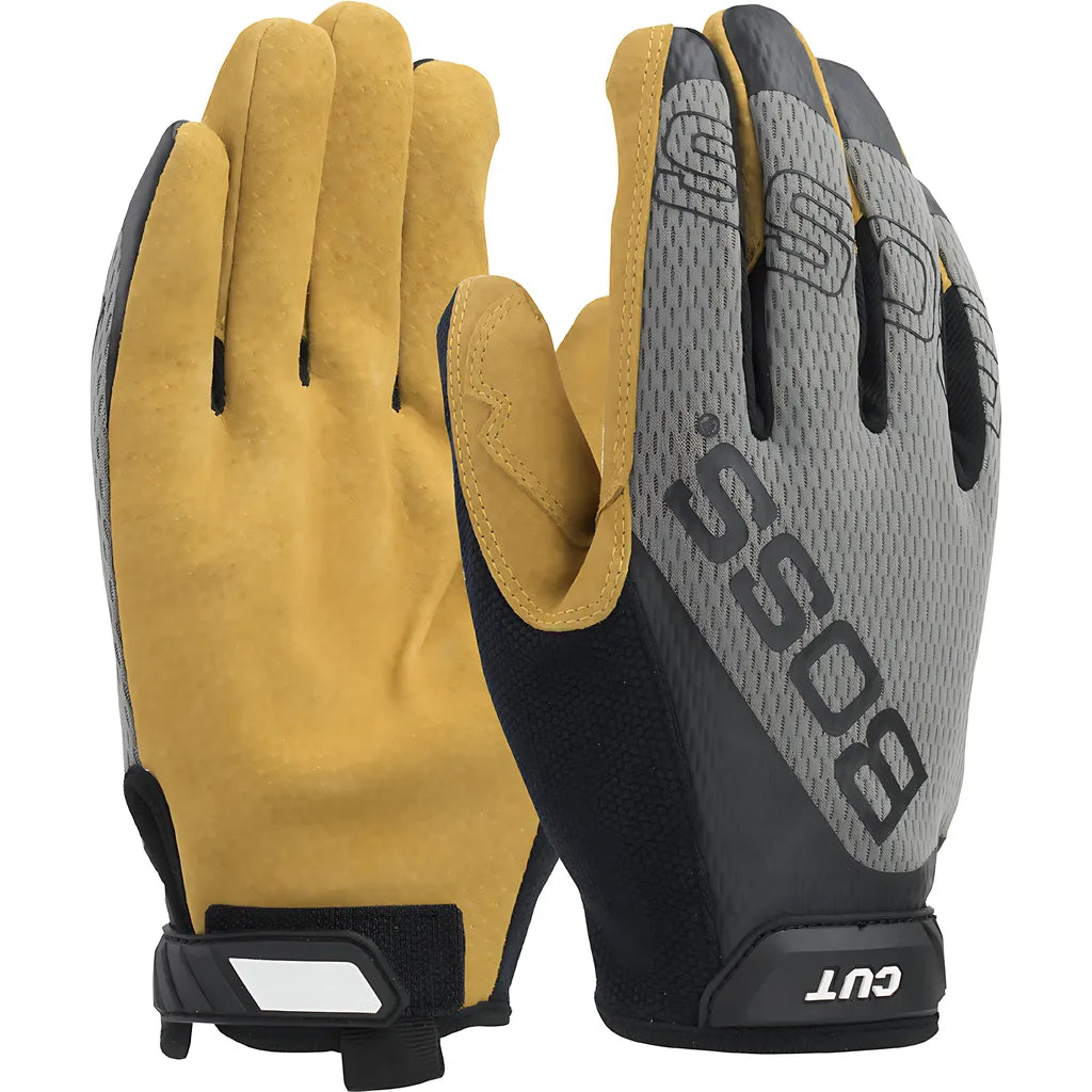 Boss 120-Mc1325T/Xl Premium Pigskin Leather Palm With Mesh Fabric Back And Para-Aramid Cut Lining 120-MC1325TXL-8306