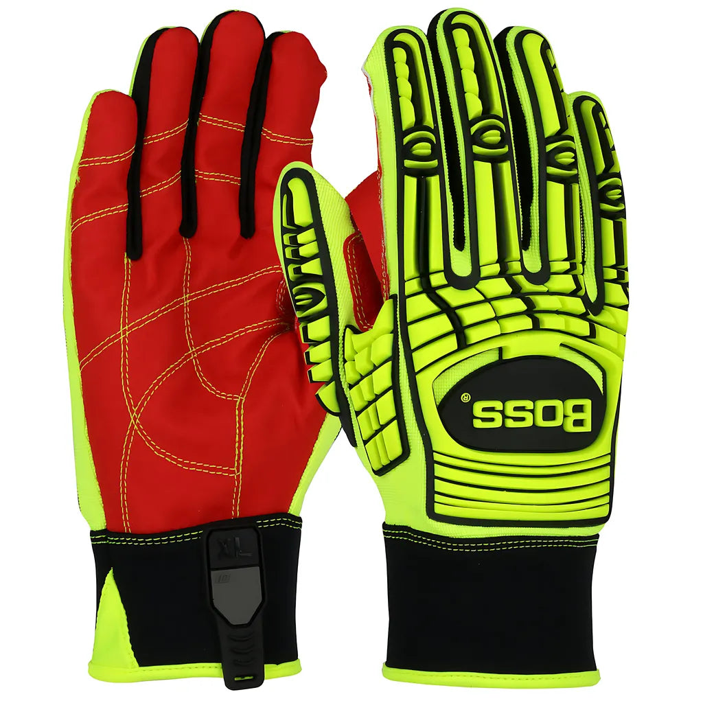 Boss 120-Mp2120/Xl Red Pvc Grip Palm And Spandex Back - Tpr Impact Protection 120-MP2120XL-8372