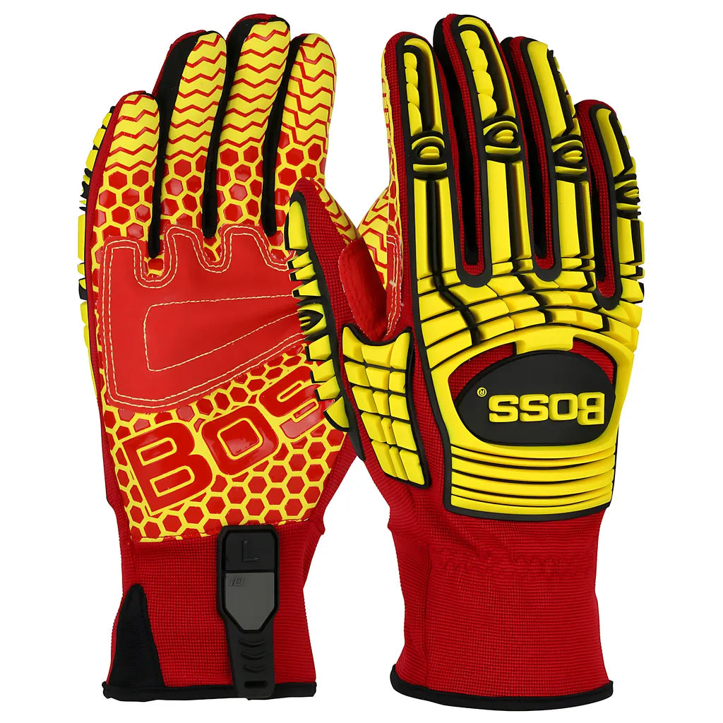 Boss 120-Mp2415/Xxxl Synthetic Leather Palm With Red Silicone Grip And Spandex Back – Tpr Impact Protection 120-MP2415XXXL-8379
