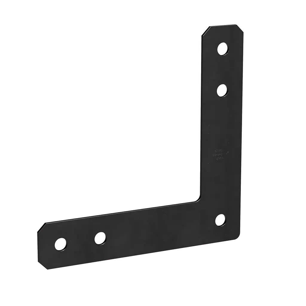 Hlpc 12 In. X 12 In. 7-Gauge Black Powder-Coated Ornamental L Strap (Pack Of )-1212HLPC-SP4794-5154