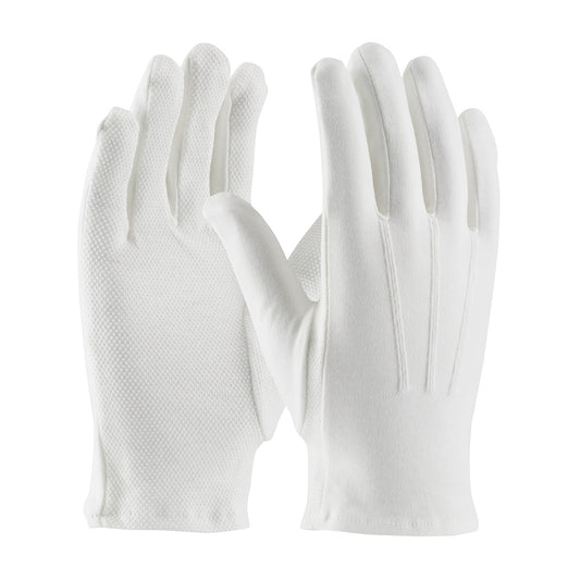 Century Glove 130-100WMPD/L 100% Cotton Dress Glove, Dotted Palm with Raised Stitching on Back - Open Cuff
