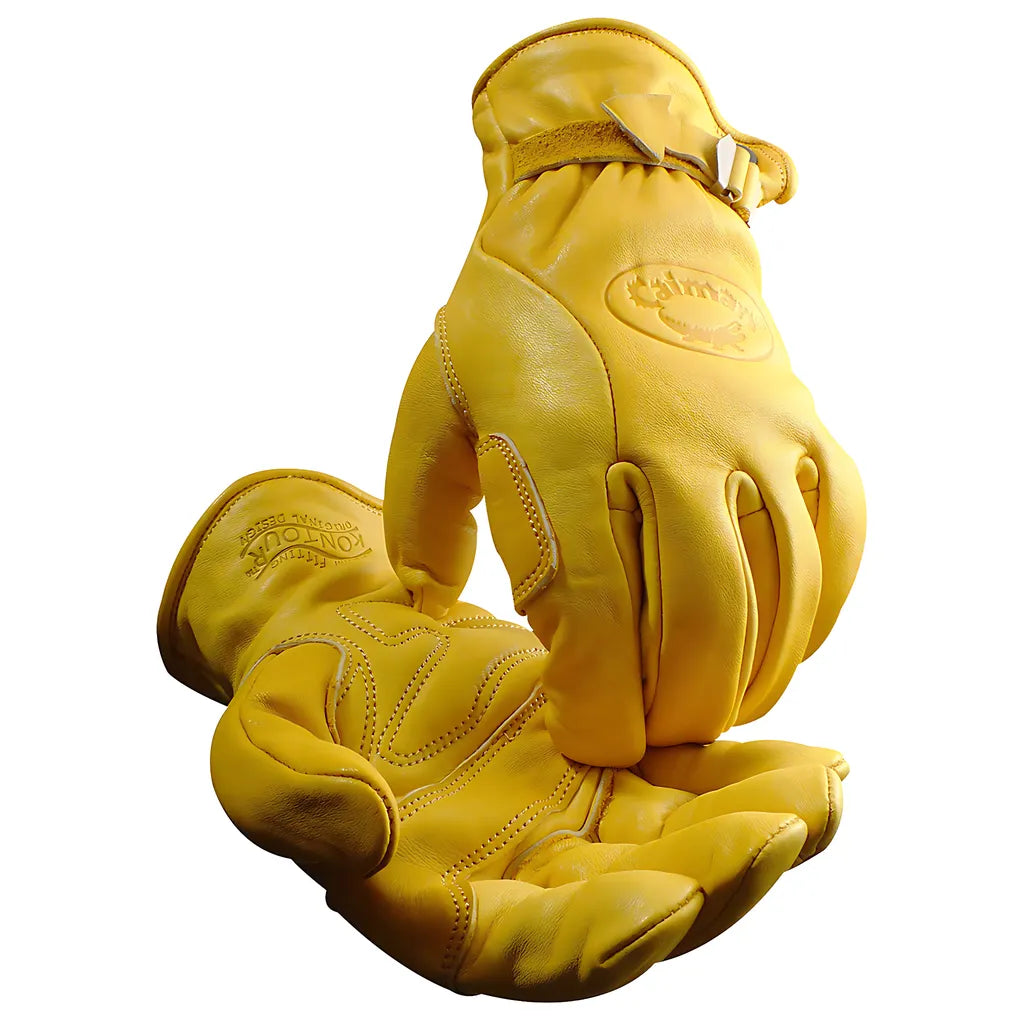 Caiman 1304-3 Premium Top Grain Cowhide Leather Drivers Glove - Keystone Thumb And Water Resistant 1304-3-8455