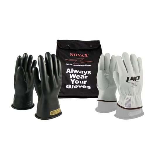 NOVAX 150-SK-00-14/9-KIT Insulating Glove Kit, Class 00, 14 Inch, Black, Straight Cuff, Size 9