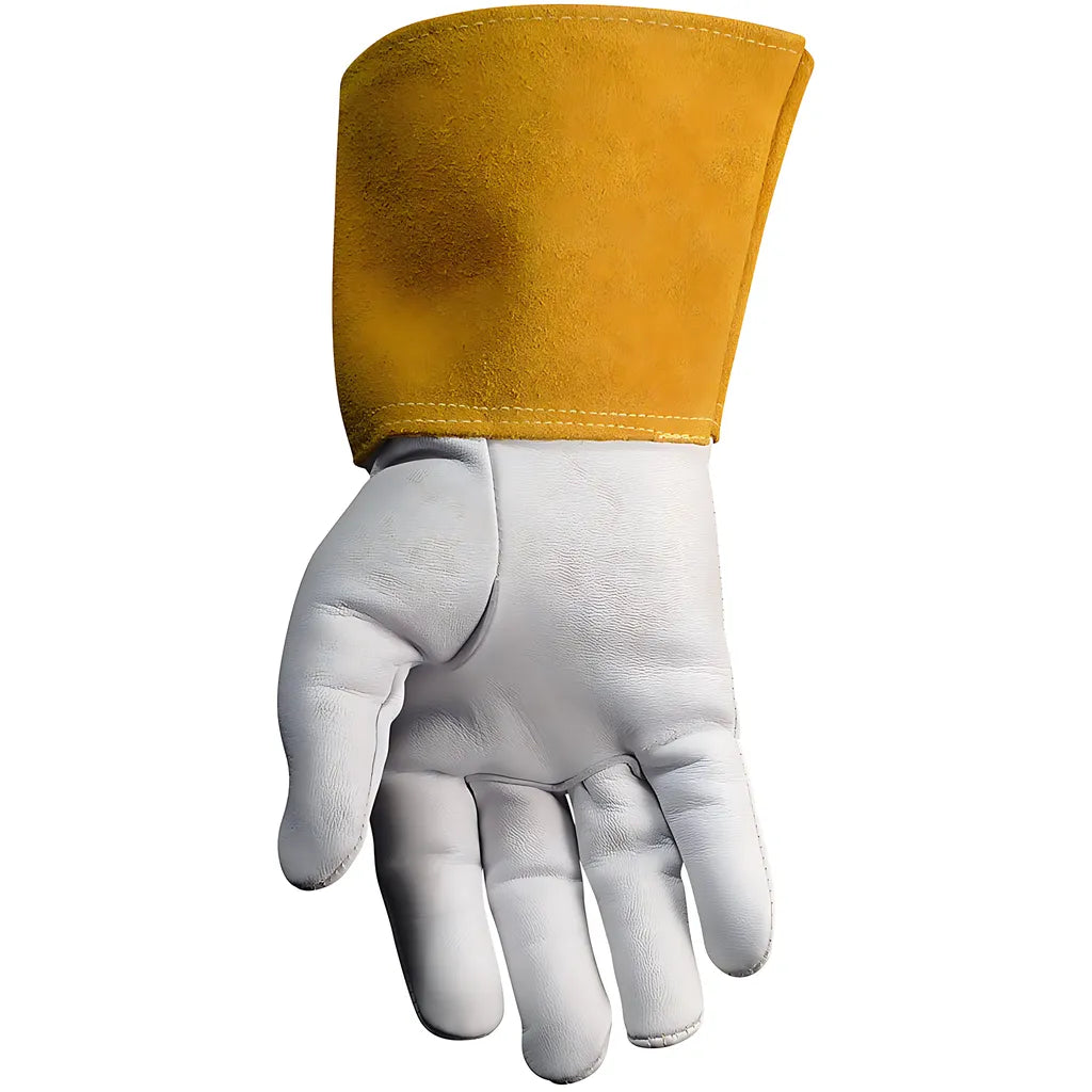 Caiman 1600-6 Premium Goat Grain Tig Welder'S Glove With A 4" Gold Extended Cuff 1600-6-9253
