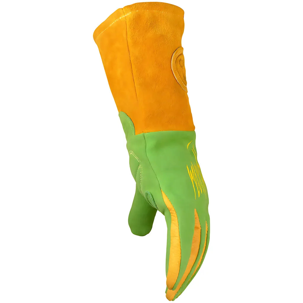 Caiman 1816-6 Premium Wasabi Green Split Deerskin Mig/Stick Welder'S Glove With Fr Foam/Fleece Insulation 1816-6-9904