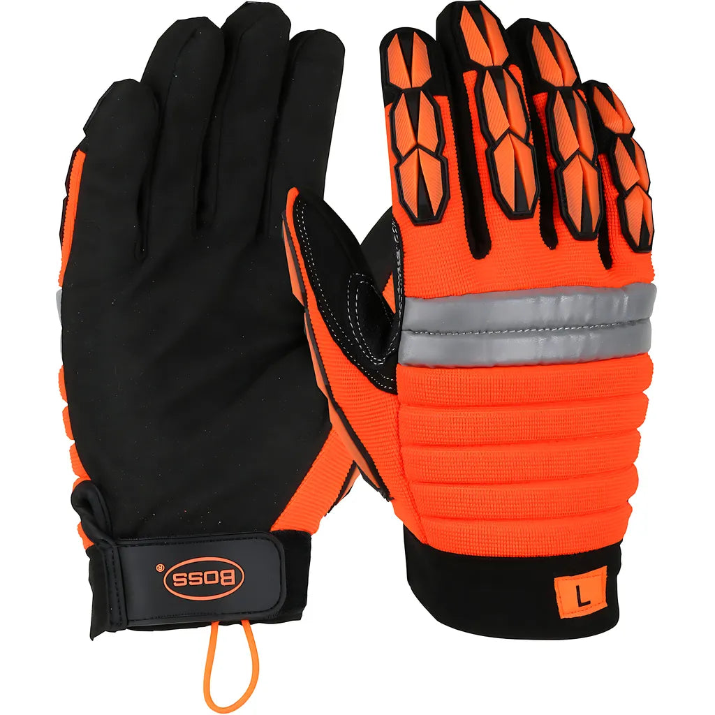 Boss 1Jm400X Miners' Mechanic Synthetic Leather Palm With Foam Padded Back And Finger Tpr Impact Protection 1JM400X-10318