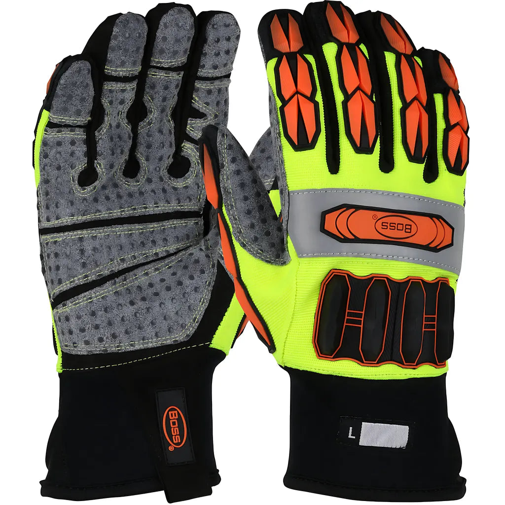 Boss 1Jm600L Synthetic Leather Palm With Pvc Dots And Foam Padded Fabric Back - Trp Impact Protection 1JM600L-10324