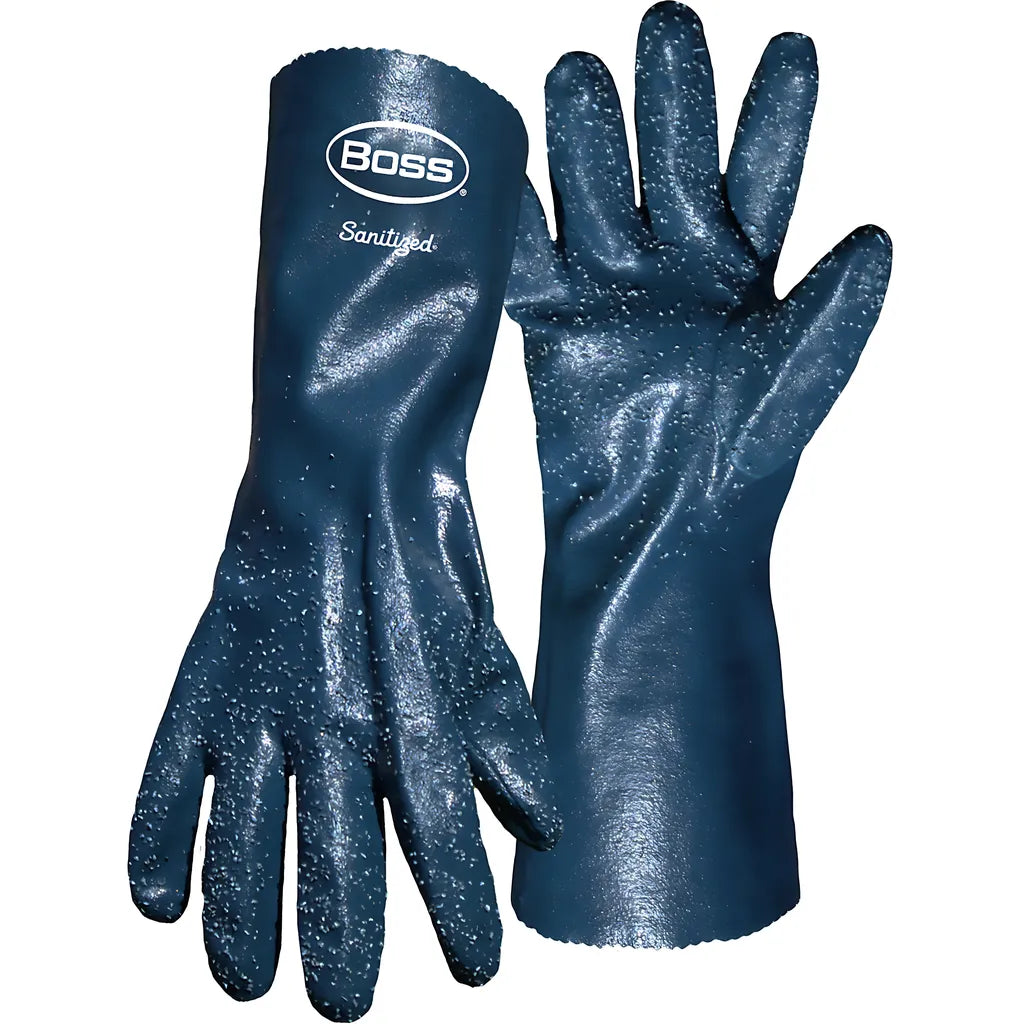 Boss 1Uh7014 Fully Coated, Single Dipped Nitrile With Cotton Liner And Coarse Grip - 14" 1UH7014-10386