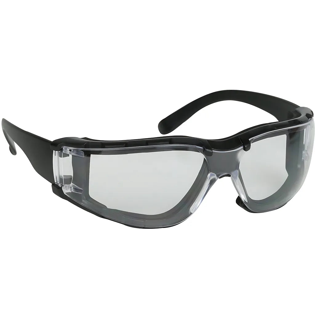 Bouton Optical 250-00-F020 Rimless Safety Glasses With Black Temple, Clear Lens, Foam Padding And Anti-Scratch / Anti-Fog Coating 250-00-F020-11157