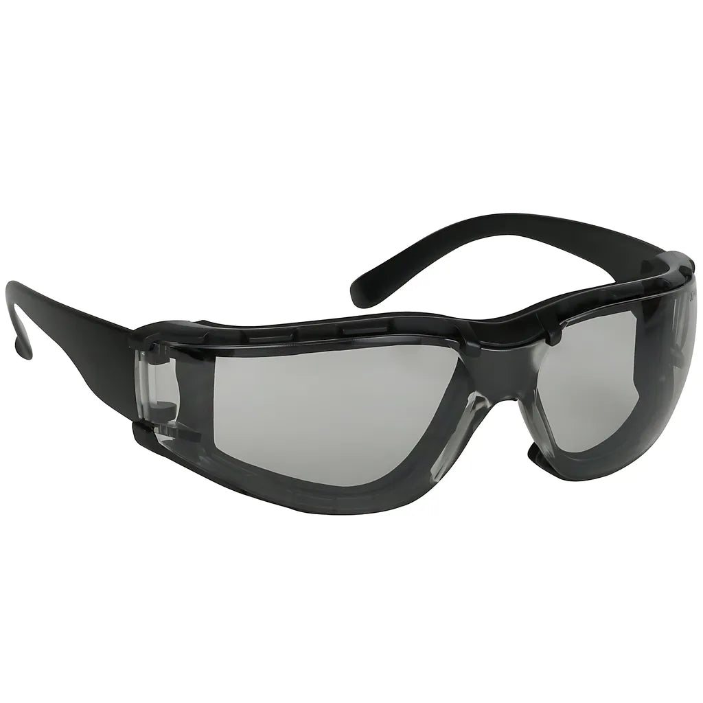 Bouton Optical 250-00-F051 Rimless Safety Glasses With Black Temple, Light Gray Lens, Foam Padding And Anti-Scratch / Anti-Fog Coating 250-00-F051-11158