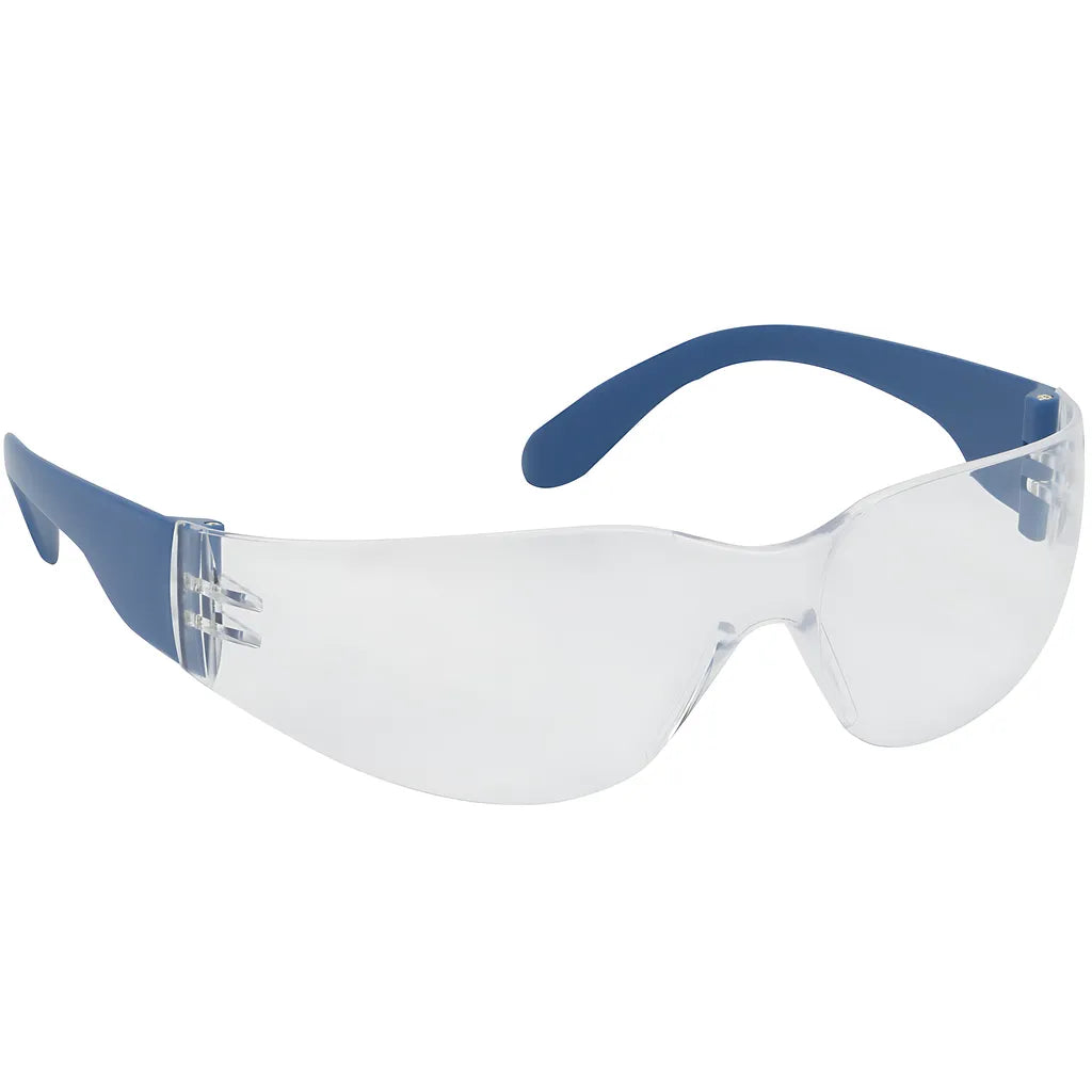 Bouton Optical 250-01-D020 Rimless Safety Glasses With Blue Metal Detectable Temple, Clear Lens And Anti-Scratch / Anti-Fog Coating 250-01-D020-11178