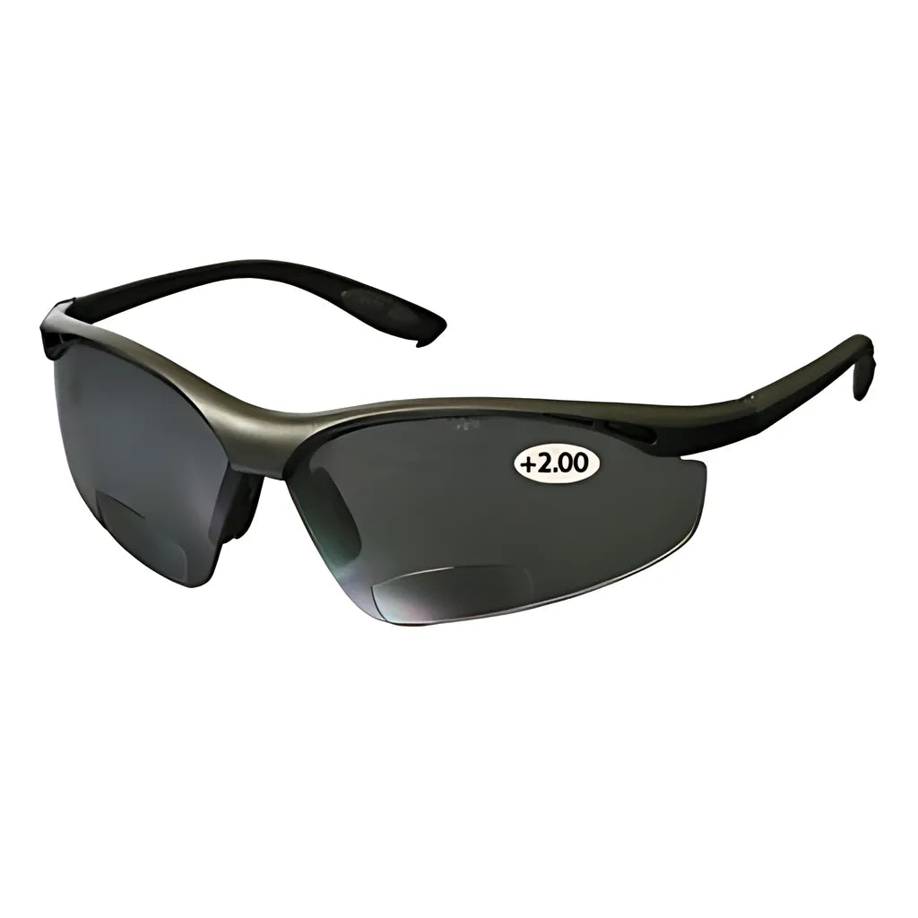 Bouton Optical 250-25-0120 Semi-Rimless Safety Readers With Black Frame, Gray Lens And Anti-Scratch Coating - +2.00 Diopter 250-25-0120-11269