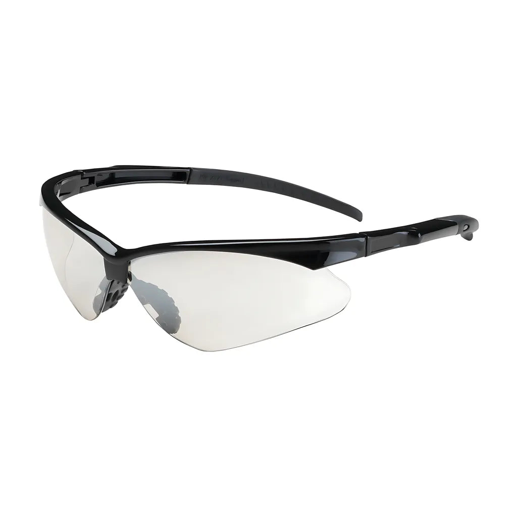 Bouton Optical 250-28-0000 Semi-Rimless Safety Glasses With Black Frame, Clear Lens And Anti-Scratch Coating 250-28-0000-11294