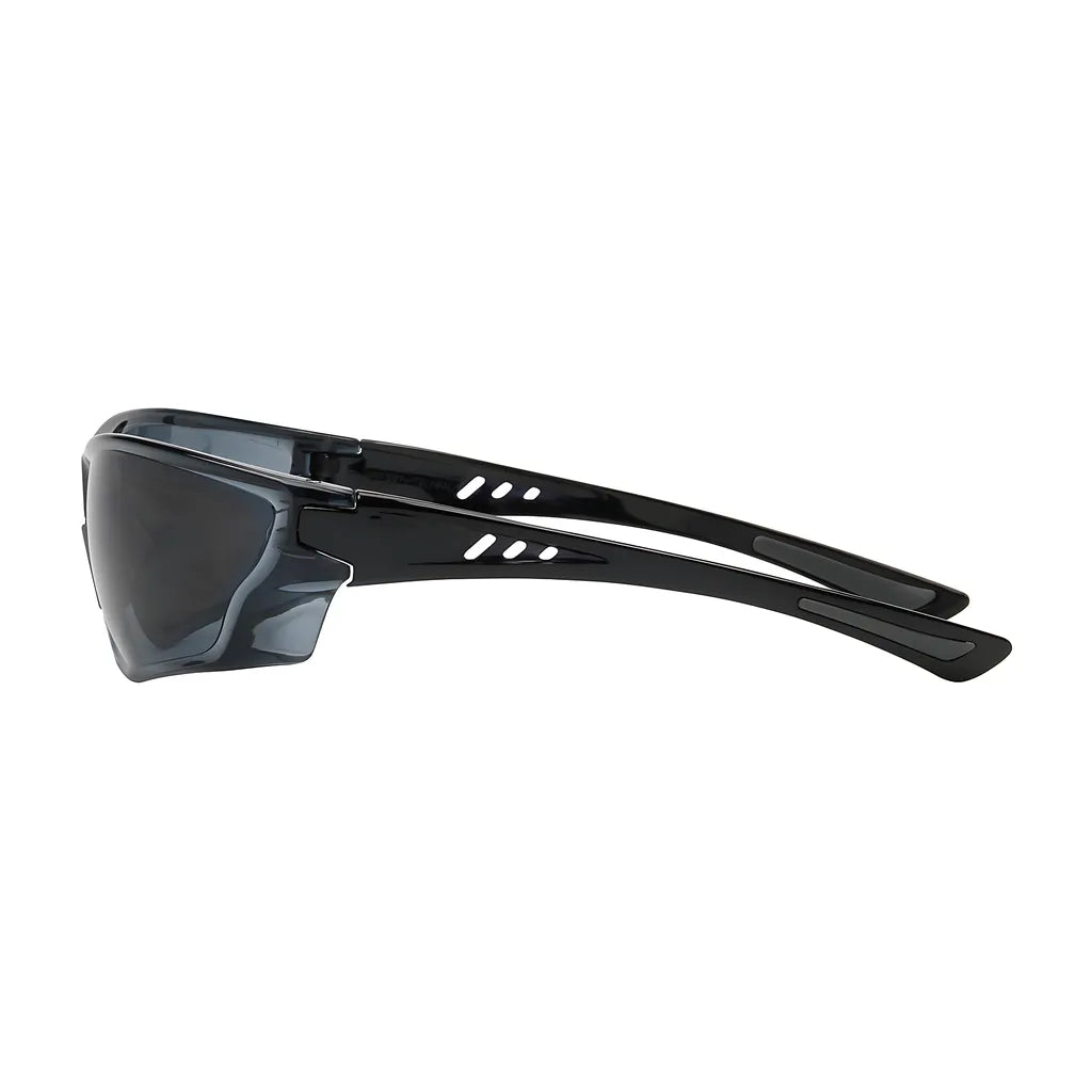 Bouton Optical 250-32-0021 Rimless Safety Glasses With Gloss Black Temple, Gray Lens And Anti-Scratch / Anti-Fog Coating 250-32-0021-11310