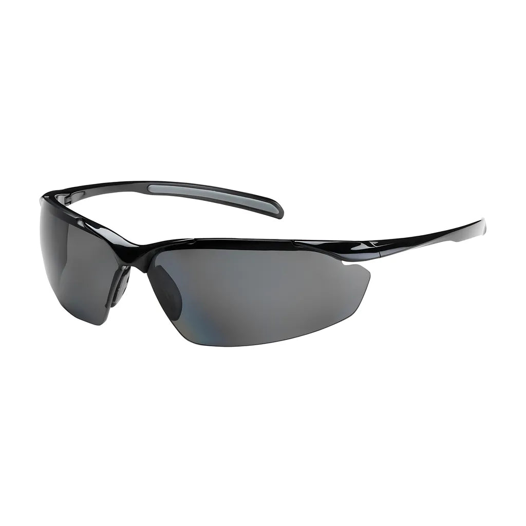 Bouton Optical 250-33-0041 Semi-Rimless Safety Glasses With Gloss Black Frame, Polarized Gray Lens And Anti-Scratch Coating 250-33-0041-11319
