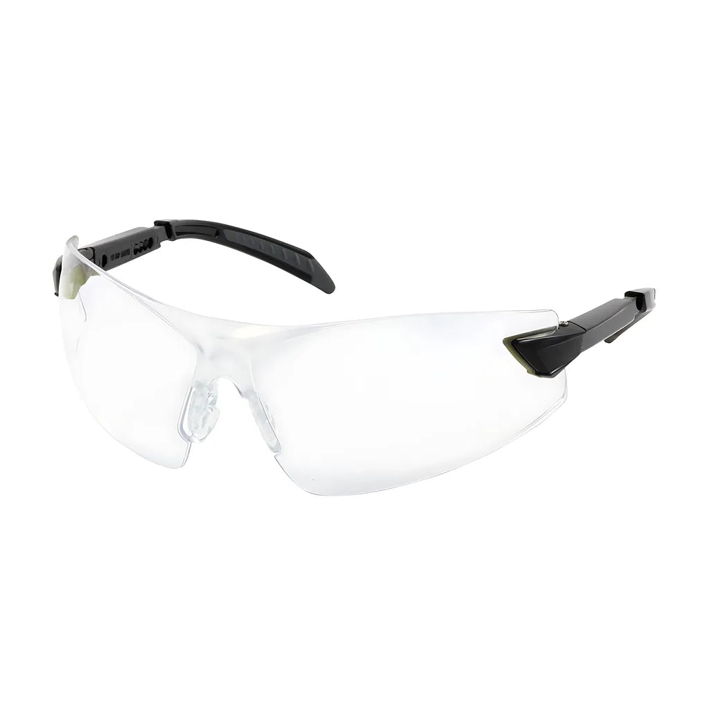 Bouton Optical 250-34-0010 Rimless Safety Glasses With Black Ratcheting Temples, Clear Lens And Anti-Scratch / Anti-Reflective Coating 250-34-0010-11325