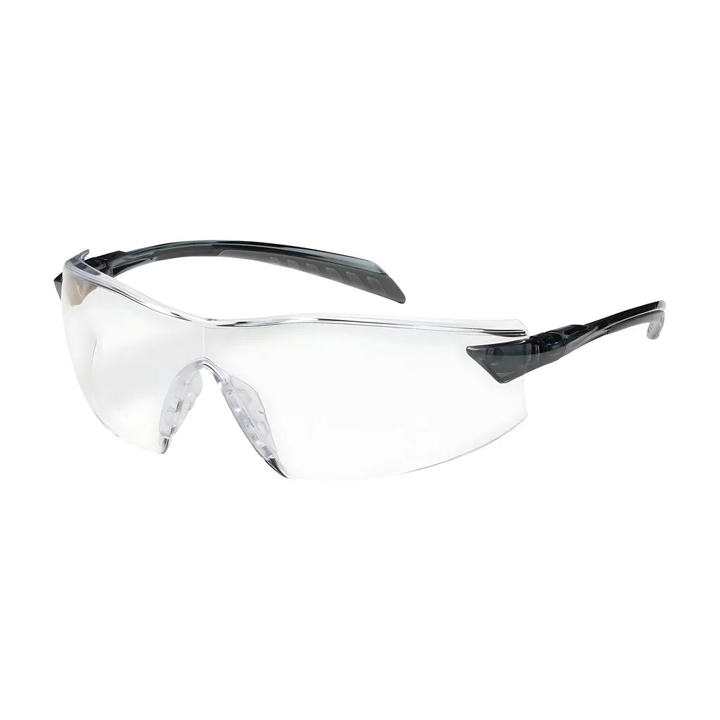 Bouton Optical 250-45-0010 Rimless Safety Glasses With Gray Temple, Clear Lens And Anti-Scratch / Anti-Reflective Coating 250-45-0010-11336