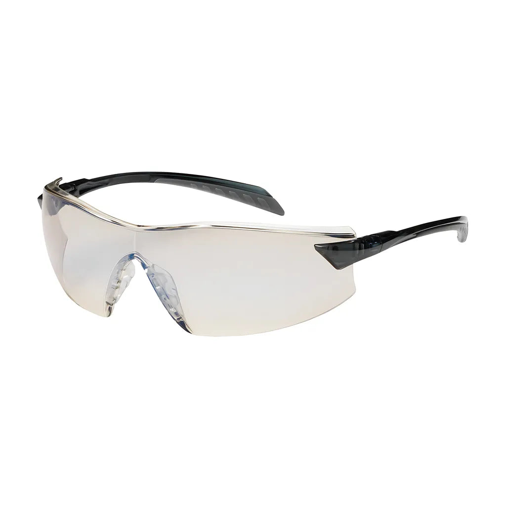 Bouton Optical 250-45-0226 Rimless Safety Glasses With Gray Temple, I/O Blue Lens And Anti-Scratch / Anti-Fog Coating 250-45-0226-11335