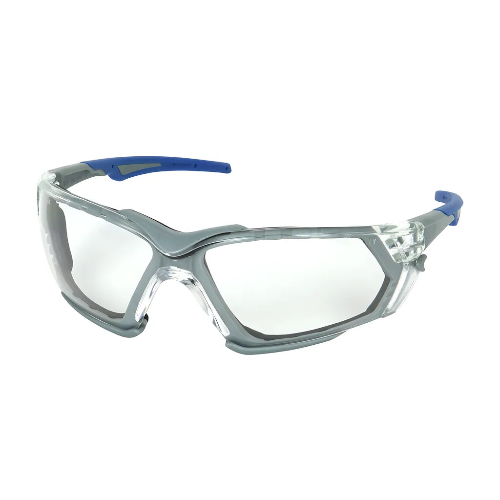 Bouton Optical 250-54-0520 Rimless Safety Glasses With Gray Frame, Clear Lens, Foam Padding And Anti-Scratch / Fogless 3Sixty Coating 250-54-0520-11409