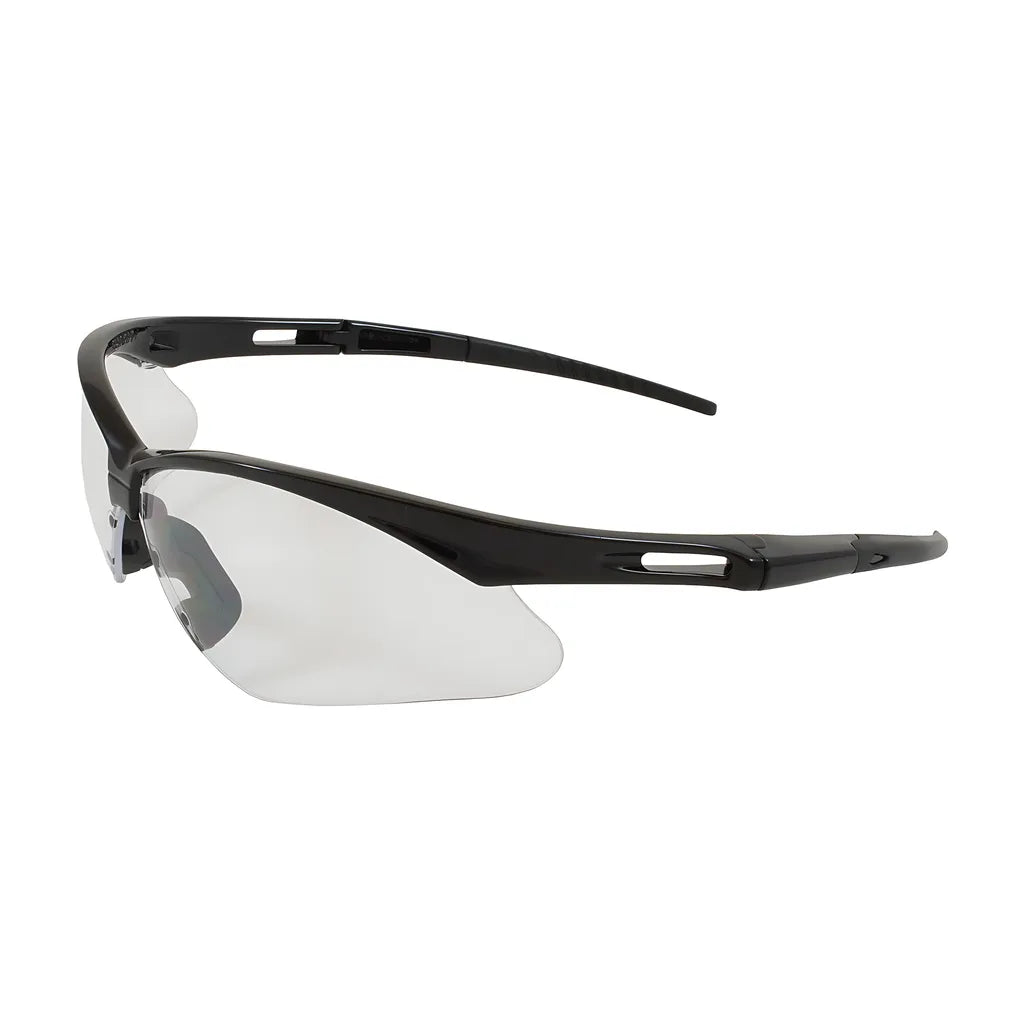 Bouton Optical 250-An-10110 Semi-Rimless Safety Glasses With Black Frame, Clear Lens And Anti-Scratch Coating 250-AN-10110-11448
