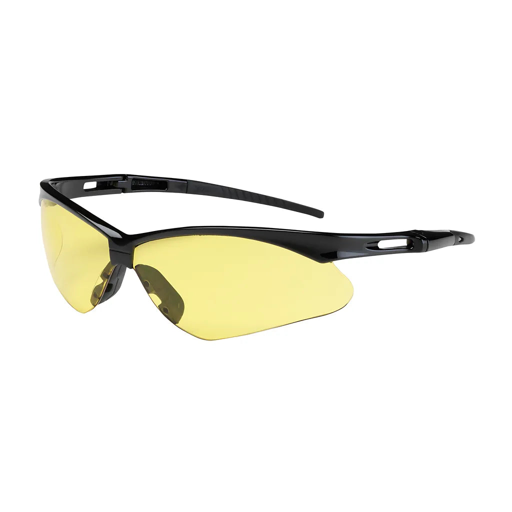 Bouton Optical 250-An-10120 Semi-Rimless Safety Glasses With Black Frame, Amber Lens And Anti-Scratch Coating 250-AN-10120-11468