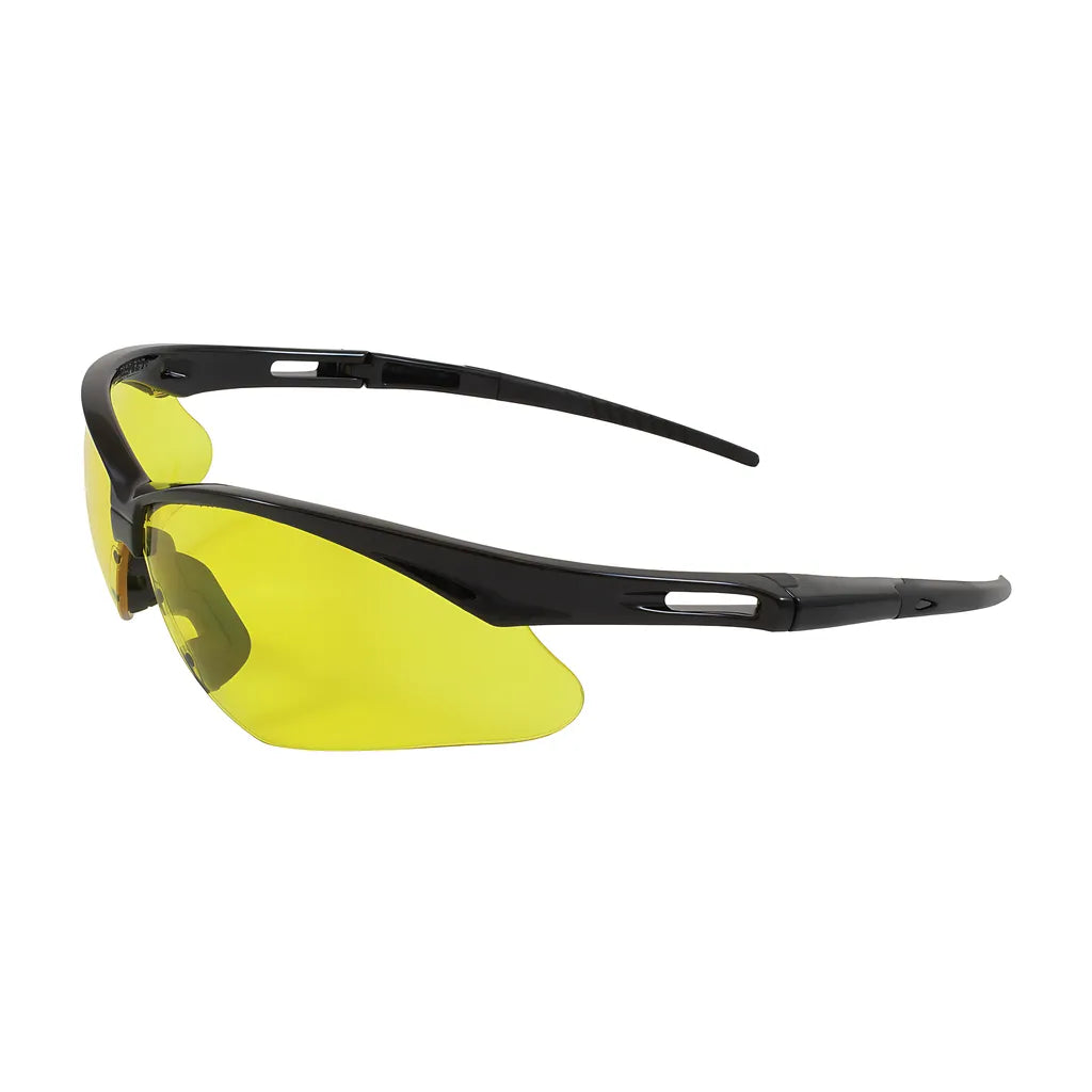 Bouton Optical 250-An-10120 Semi-Rimless Safety Glasses With Black Frame, Amber Lens And Anti-Scratch Coating 250-AN-10120-11469