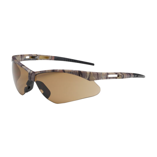 Bouton Optical 250-AN-10121 Semi-Rimless Safety Glasses with Camouflage Frame, Brown Lens and Anti-Scratch Coating