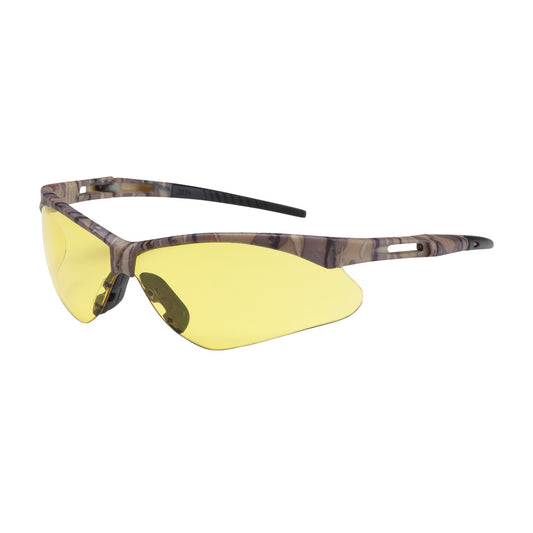 Bouton Optical 250-AN-10122 Semi-Rimless Safety Glasses with Camouflage Frame, Amber Lens and Anti-Scratch Coating