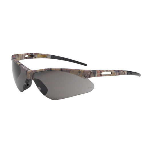 Bouton Optical 250-AN-10123 Semi-Rimless Safety Glasses with Camouflage Frame, Gray Lens and Anti-Scratch Coating