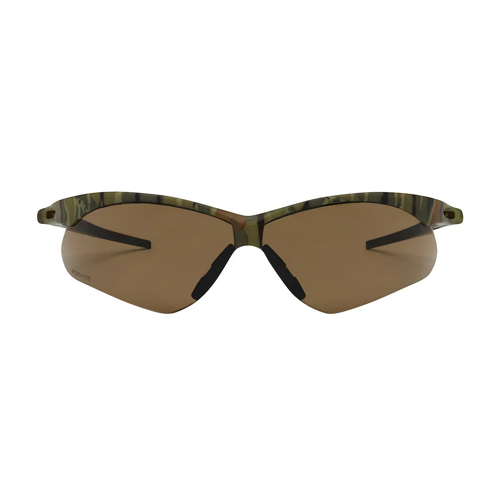 Bouton Optical 250-An-10124 Semi-Rimless Safety Glasses With Camouflage Frame, Brown Lens And Anti-Fog / Anti-Scratch Coating 250-AN-10124-11475