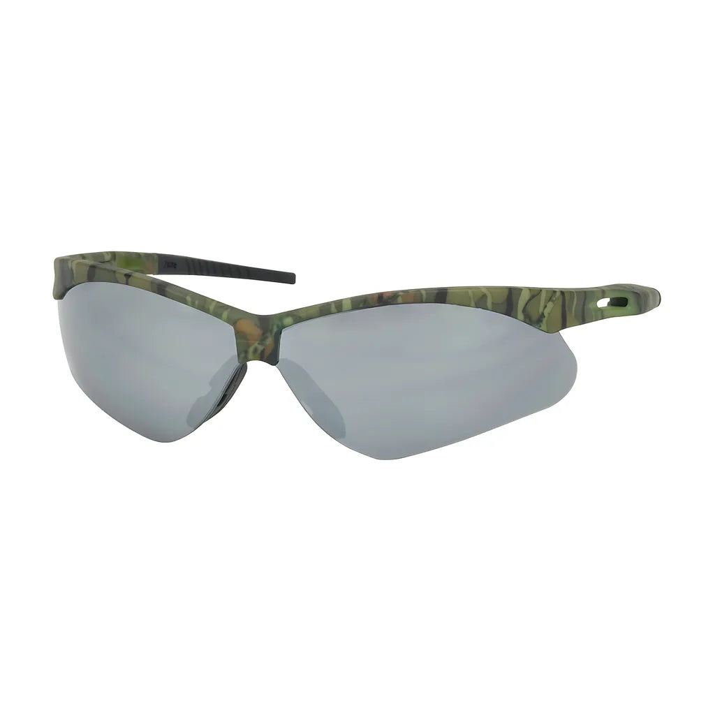 Bouton Optical 250-An-10128 Semi-Rimless Safety Glasses With Camouflage Frame, Silver Mirror Lens And Anti-Scratch Coating 250-AN-10128-11480