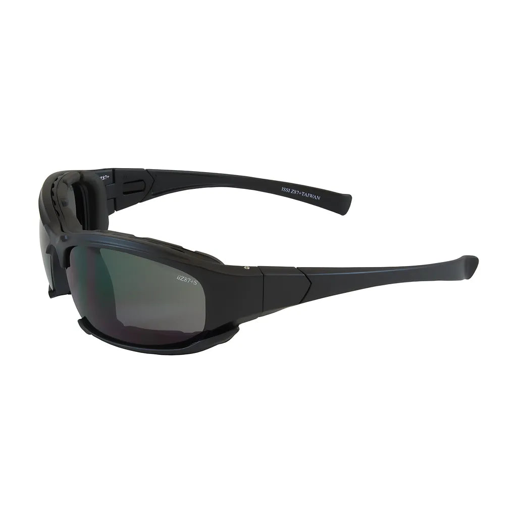 Bouton Optical 250-Ce-10091 Full Frame Safety Glasses With Black Frame, Rubber Foam Padding, Gray Lens And Anti-Scratch / Anti-Fog Coating 250-CE-10091-11500