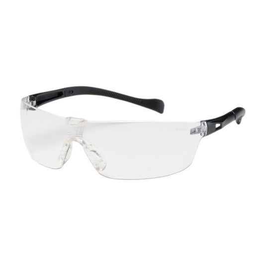 Bouton Optical 250-MT-10070 Rimless Safety Glasses with Black Temple, Clear Lens and Anti-Scratch Coating