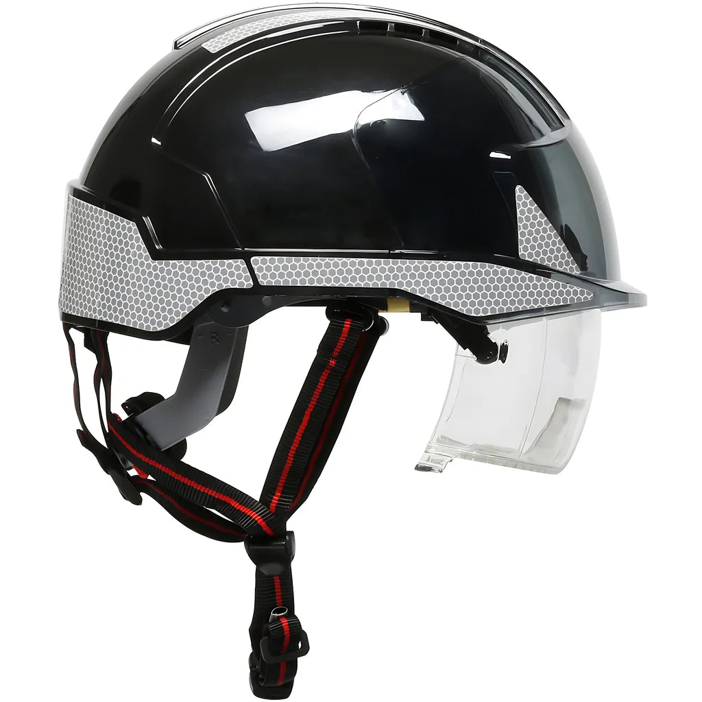 Jsp 280-Evlv-Ch-11Sr Type I, Vented Industrial Safety Helmet With Fully Adjustable Four Point Chinstrap, Lightweight Abs Shell, Integrated Ansi Z87.1 Eye Protection, 6-Point Polyester Suspension And Wheel Ratchet Adjustment 280-EVLV-CH-11SR-12020