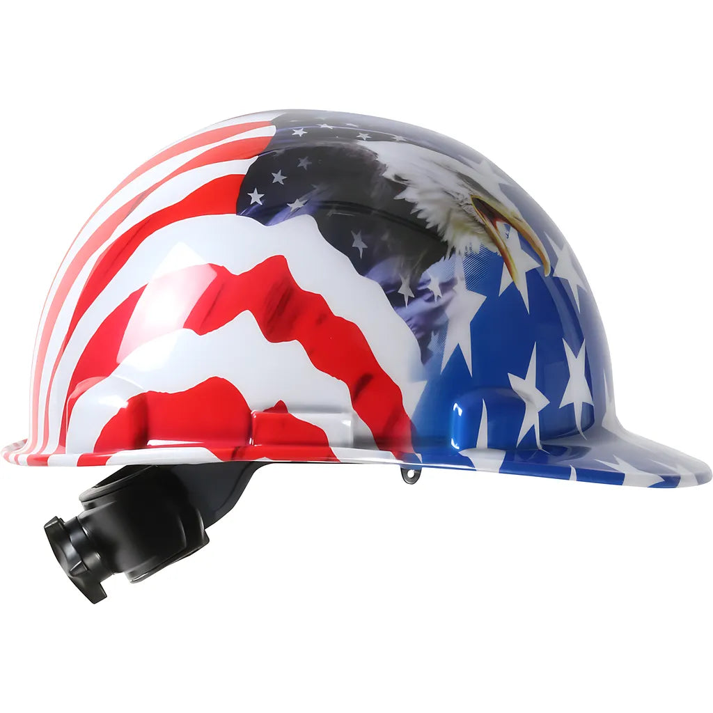 Dynamic 280-Hp341R-Usa Cap Style Smooth Dome Hard Hat With Hdpe Shell, 4-Point Textile Suspension, Graphic Wrap And Wheel-Ratchet Adjustment 280-HP341R-USA-12400