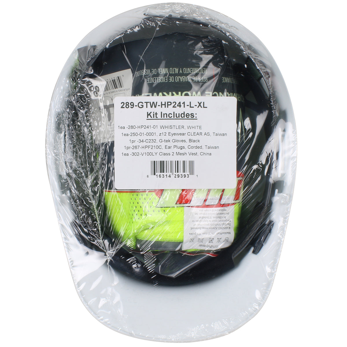 PIP 289-GTW-HP241-M/L Pre-Packed PPE Kit, HP241 Hat, Safety Eyewear, Earplugs, Gloves and Vest