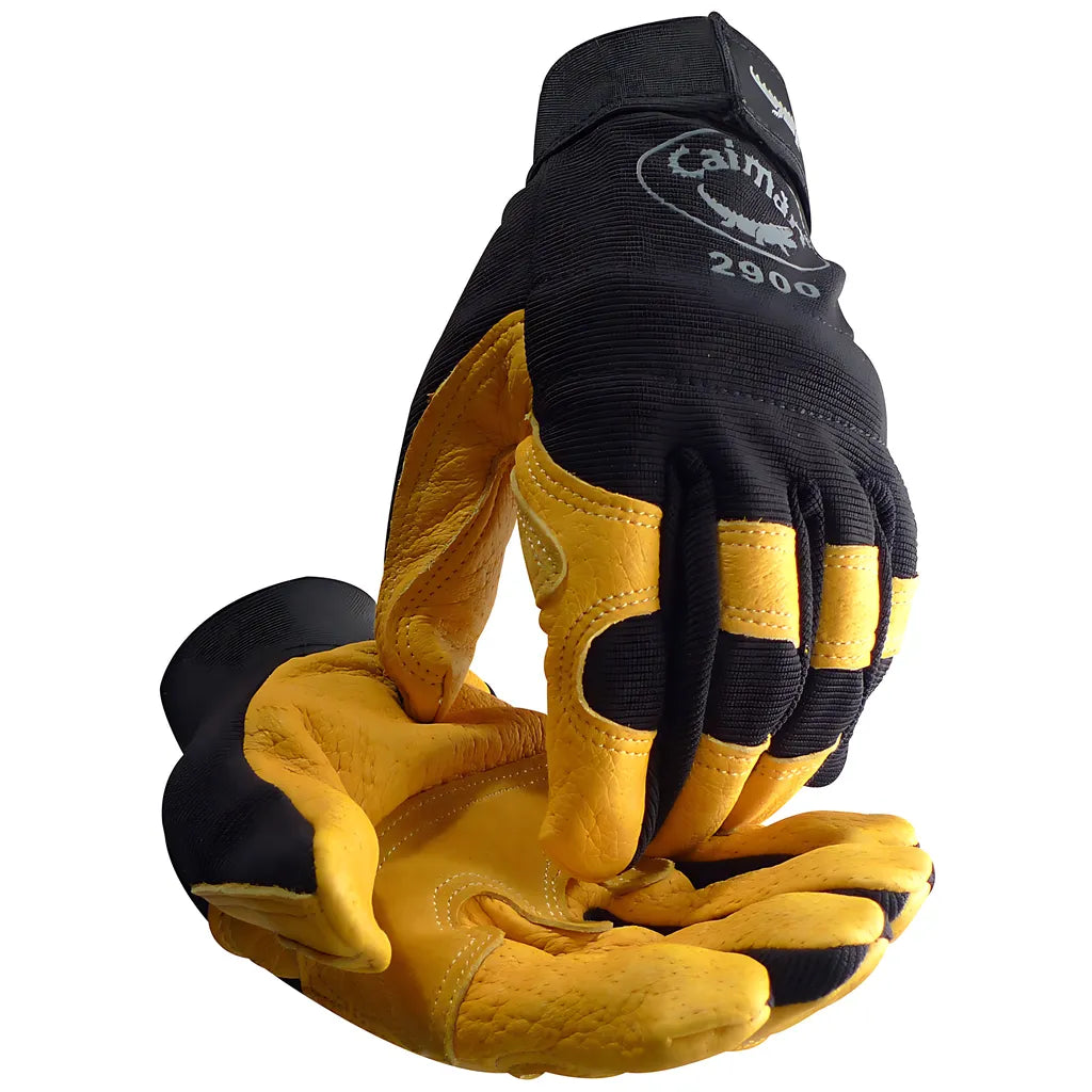Caiman 2900-5 Multi-Activity Glove With Pig Grain Leather Palm With Black Spandex Back 2900-5-12755
