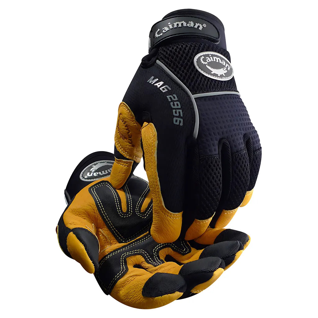 Caiman 2956-3 Multi-Activity Glove With Padded Grain Leather Palm And Black Airmesh Back 2956-3-12846