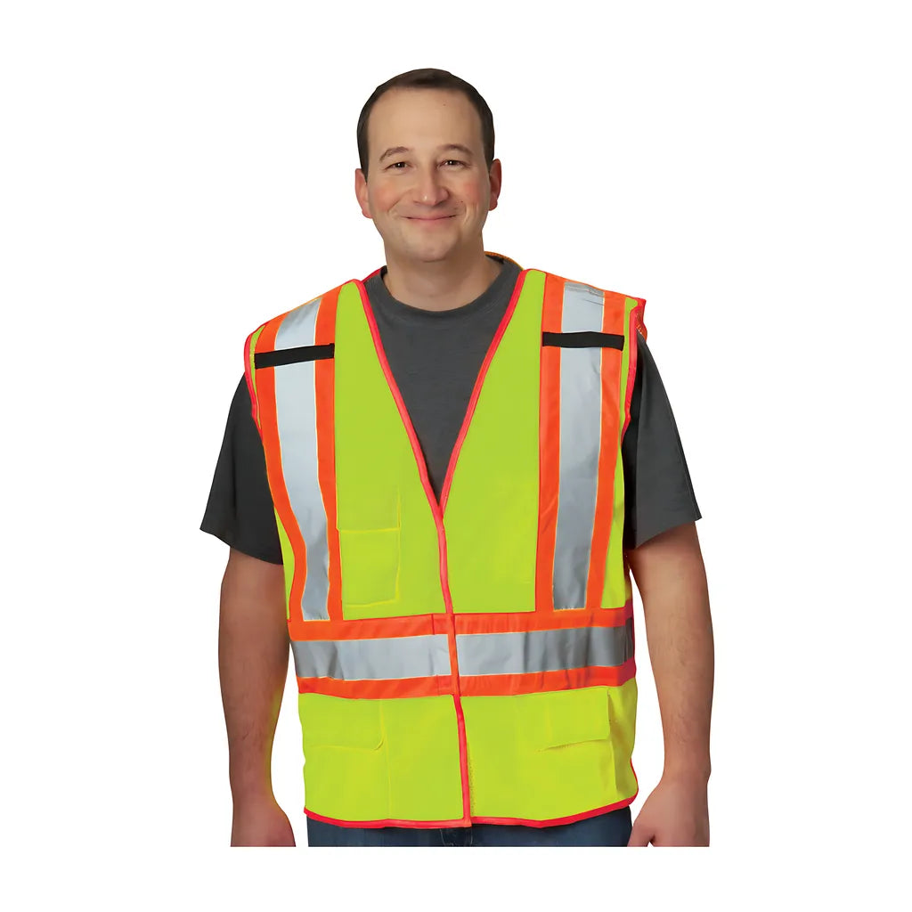 Pip 302-0211-Ly/M Ansi Type R Class 2 And Can/Csa Z96 Two-Tone X-Back Breakaway Mesh Vest 302-0211-LYM-13407
