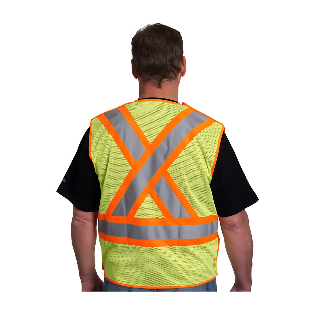 Pip 302-0211-Ly/S Ansi Type R Class 2 And Can/Csa Z96 Two-Tone X-Back Breakaway Mesh Vest 302-0211-LYS-13400