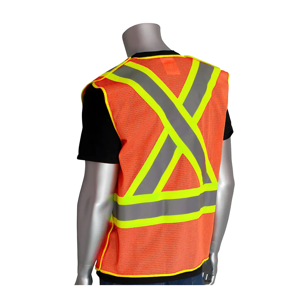 Pip 302-0211-Or/L Ansi Type R Class 2 And Can/Csa Z96 Two-Tone X-Back Breakaway Mesh Vest 302-0211-ORL-13369