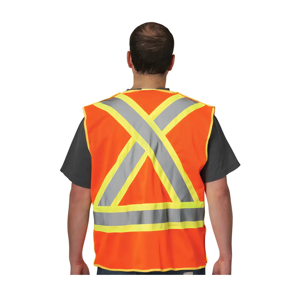Pip 302-0211-Or/L Ansi Type R Class 2 And Can/Csa Z96 Two-Tone X-Back Breakaway Mesh Vest 302-0211-ORL-13372