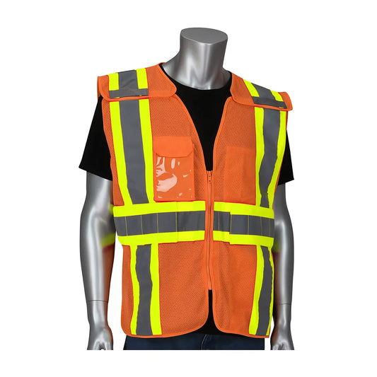 Pip 302-0590Or-2X/5X Ansi Type R Class 2 Expandable Two-Tone Mesh Breakaway Vest 302-0590OR-2X5X-13641