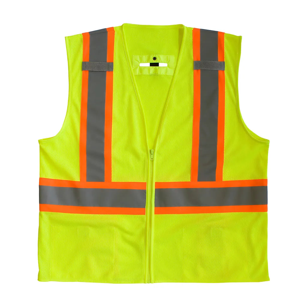 Pip 302-0600D-Ly/L Ansi Type R Class 2 Two-Tone Mesh Vest With "D" Ring Access 302-0600D-LYL-13706