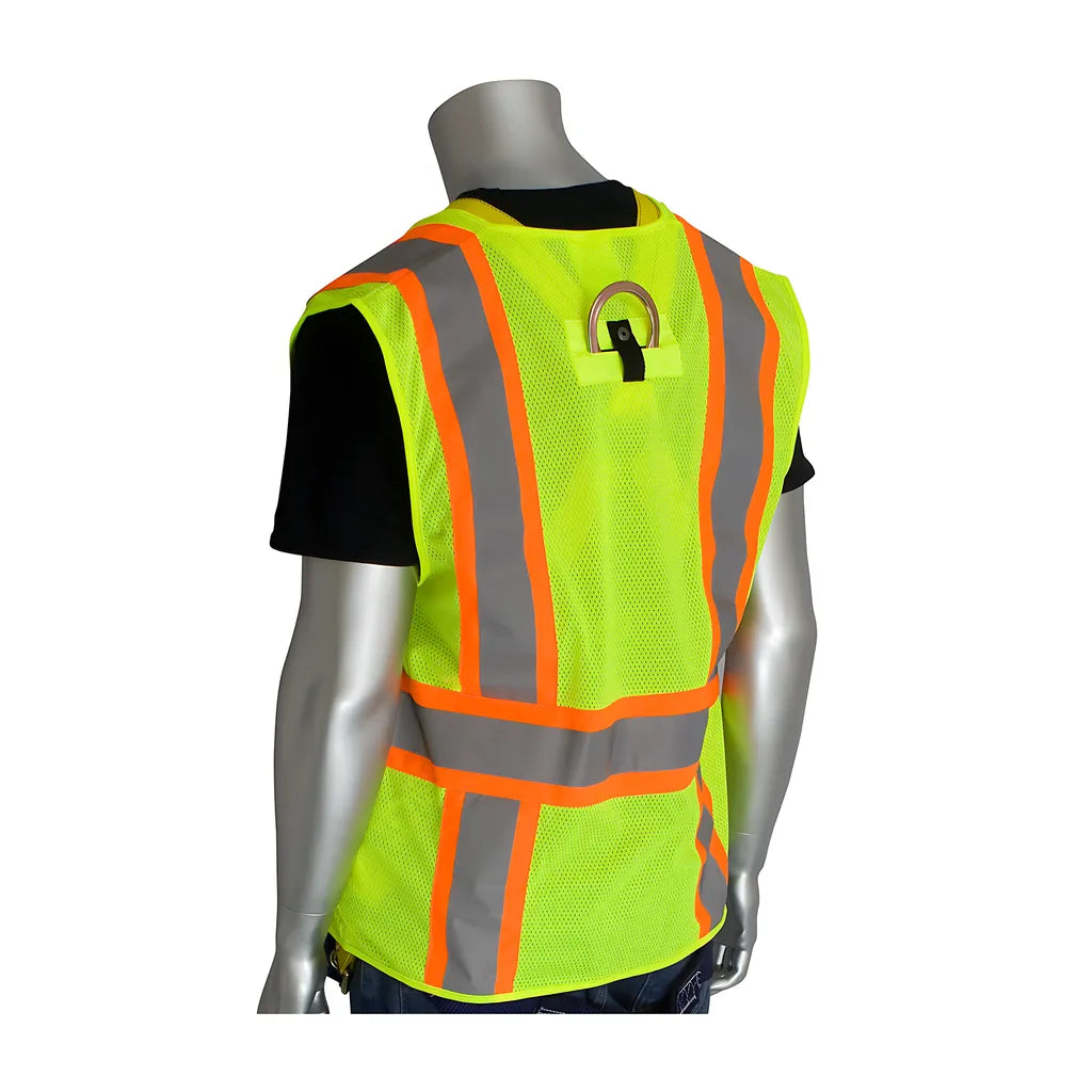 Pip 302-0600D-Ly/M Ansi Type R Class 2 Two-Tone Mesh Vest With "D" Ring Access 302-0600D-LYM-13678