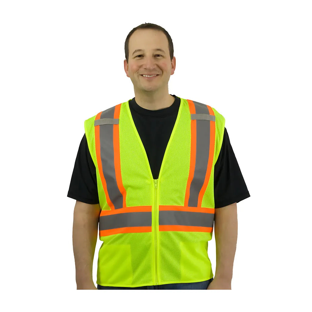 Pip 302-0600D-Ly/M Ansi Type R Class 2 Two-Tone Mesh Vest With "D" Ring Access 302-0600D-LYM-13680