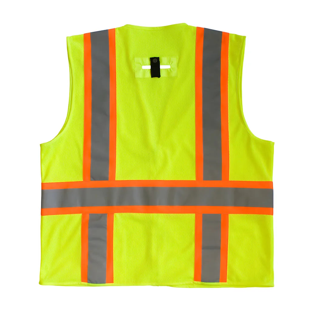 Pip 302-0600D-Ly/M Ansi Type R Class 2 Two-Tone Mesh Vest With "D" Ring Access 302-0600D-LYM-13683